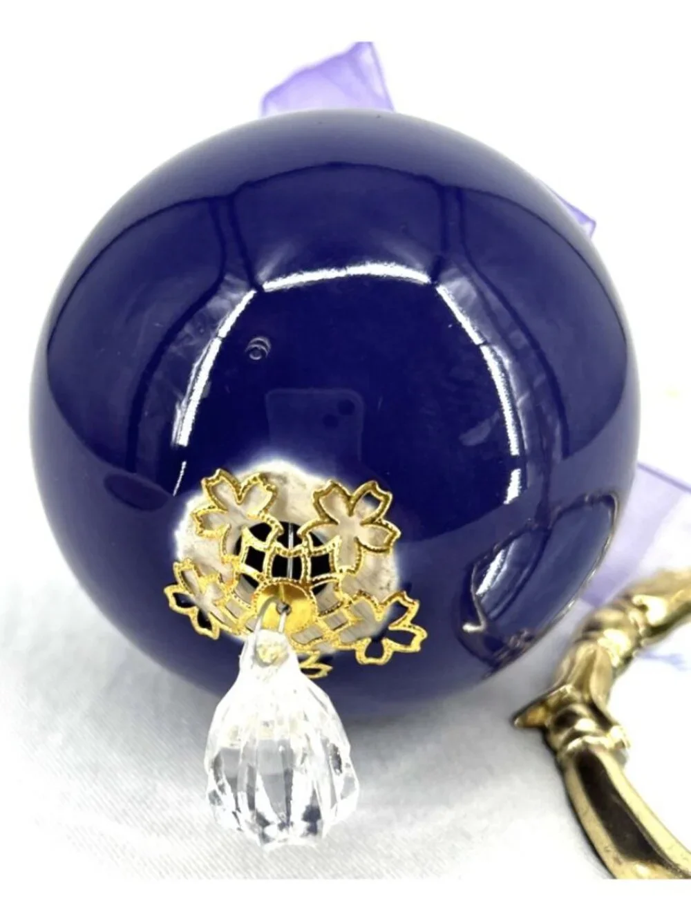 Studio Art Pottery Purple Christmas Ornament Hand Painted 3.25 Handcrafted Vtg
